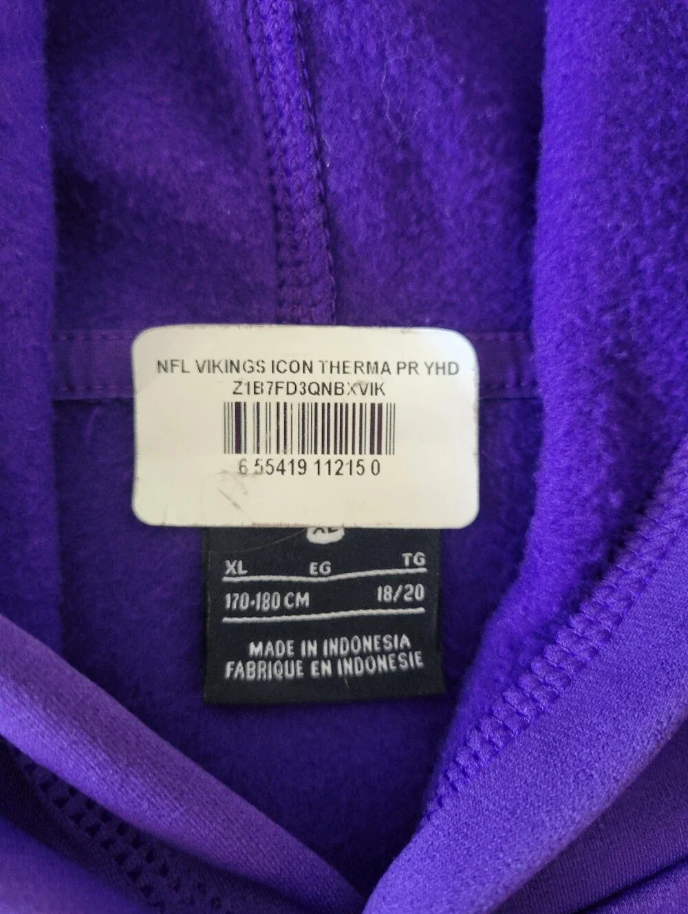 Nwot boys size xl MN Vikings hooded sweatshirt